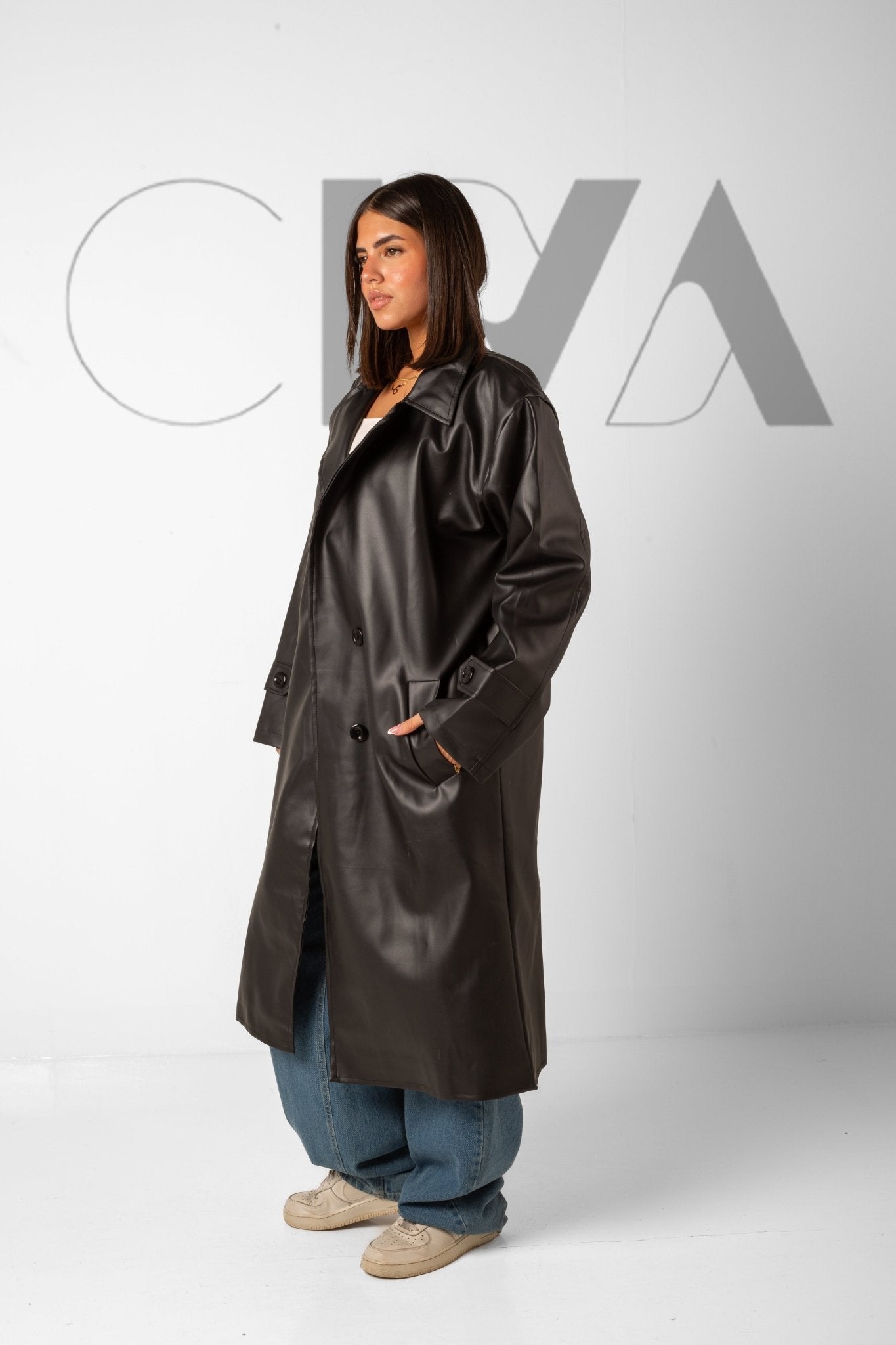 Leather Trench Coat - Black - CIVA