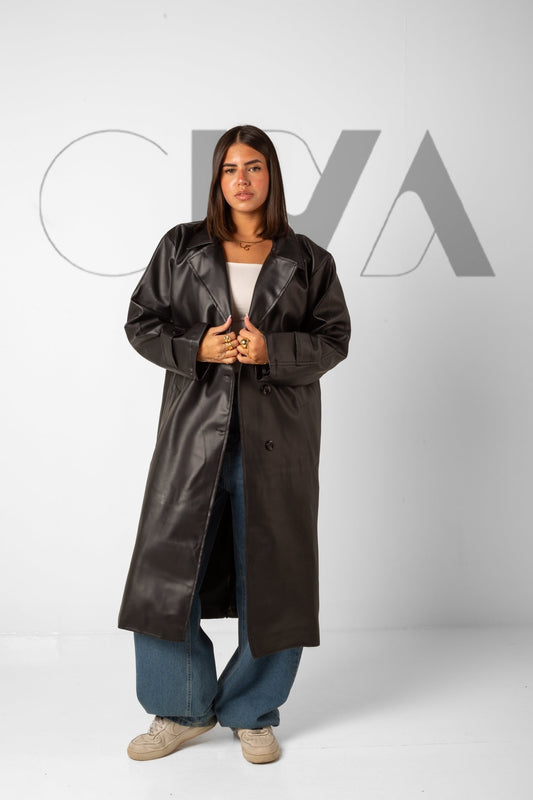 Leather Trench Coat - Black - CIVA