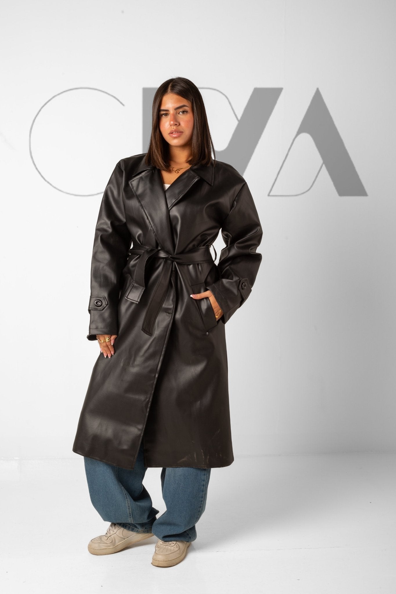 Leather Trench Coat - Black - CIVA