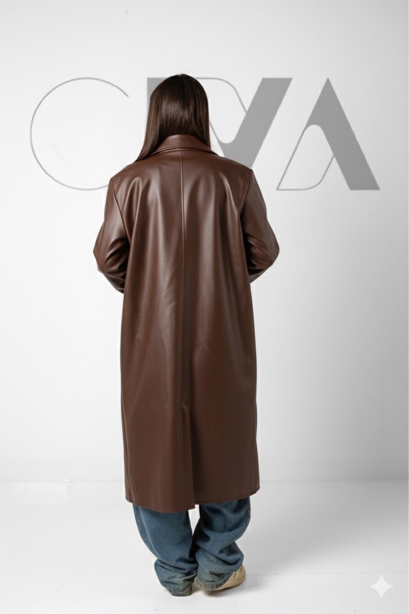 Leather Trench Coat - Brown - CIVA