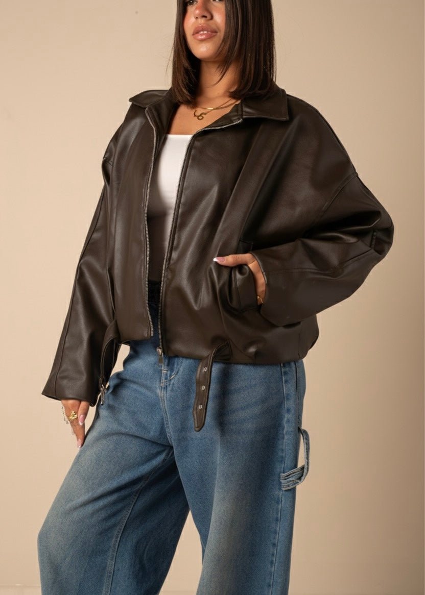 Slim Zipper Coat Brown - CIVA