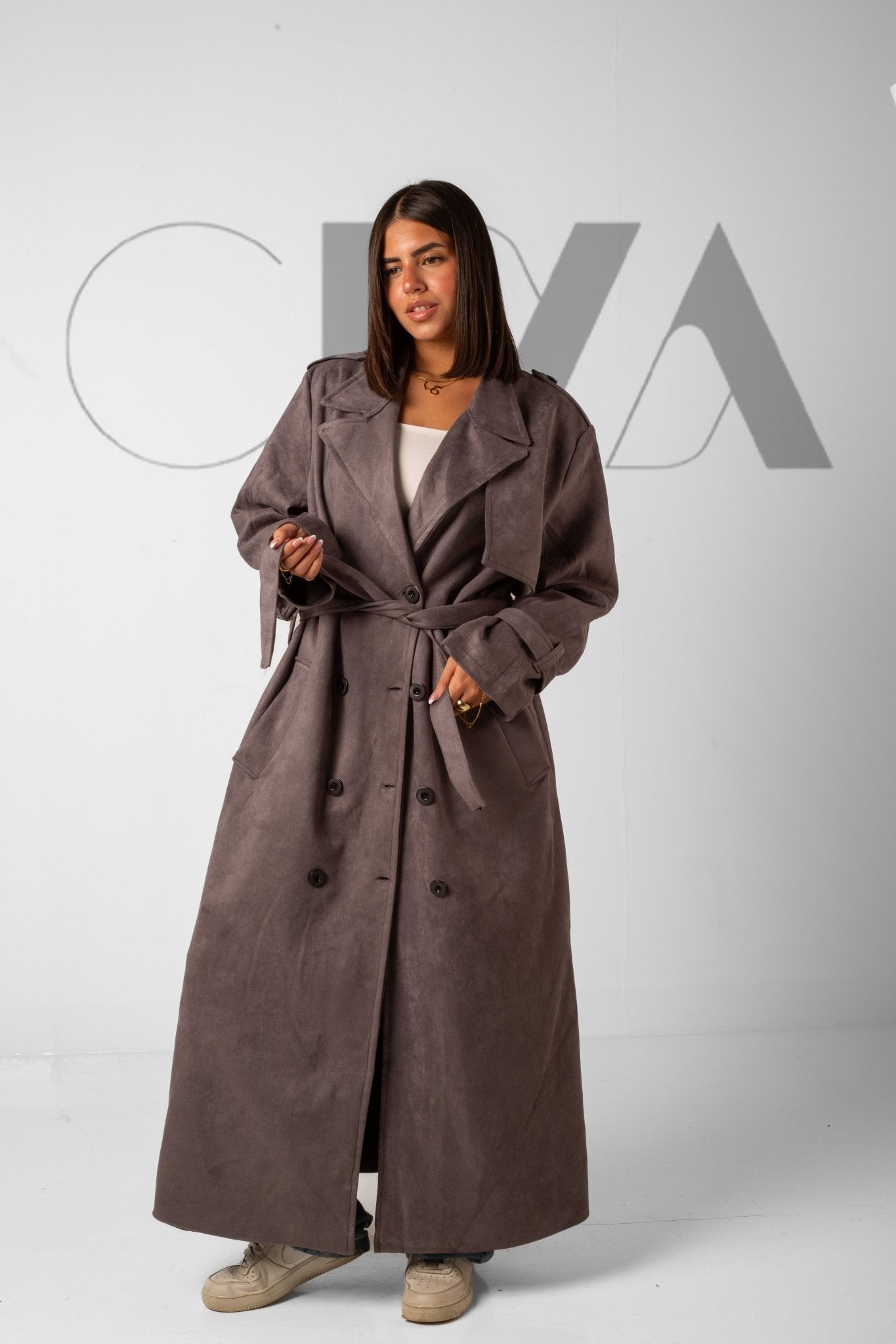 Tailored Suede trench _ Gray - CIVA