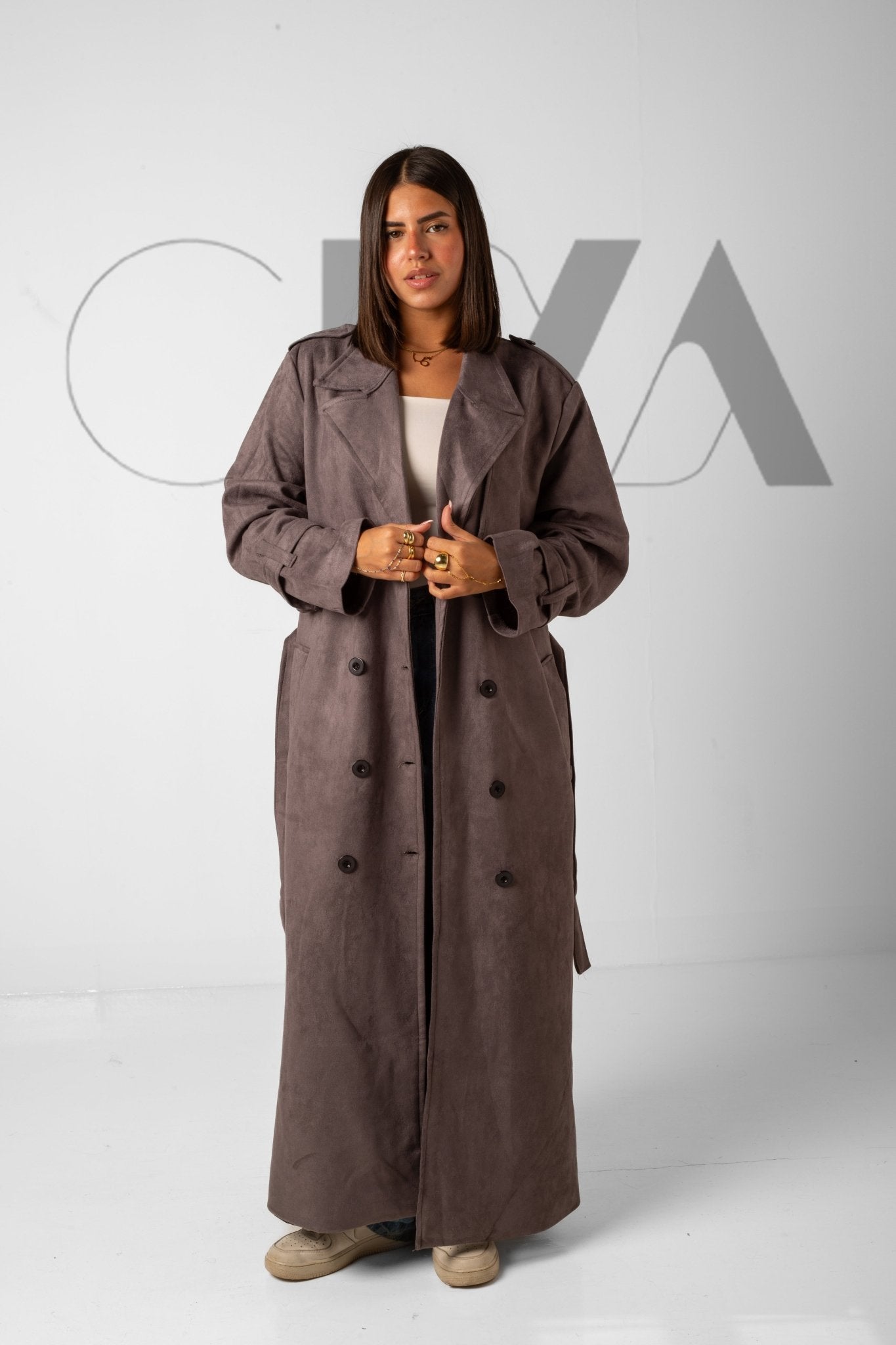 Tailored Suede trench _ Gray - CIVA