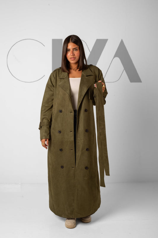 Tailored Suede trench _ Olive Green - CIVA